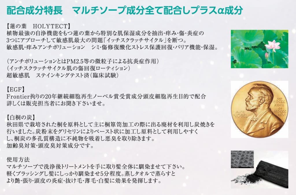 ヘアトリートメントの配合成分特長（パンフレットより）